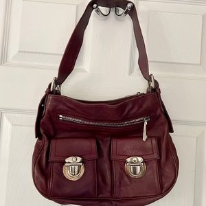 Marc Jacobs Sophia Shoulder Bag Purple Leather Silver Hardware